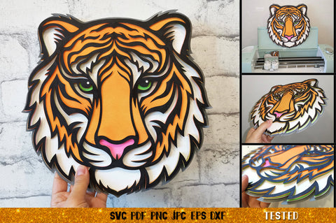 Tiger SVG,3D Tiger Face Mandala SVG,Tiger Layered Paper Cut SVG goodfox86 