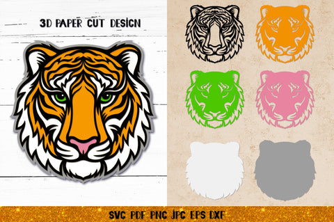 Tiger SVG,3D Tiger Face Mandala SVG,Tiger Layered Paper Cut SVG goodfox86 