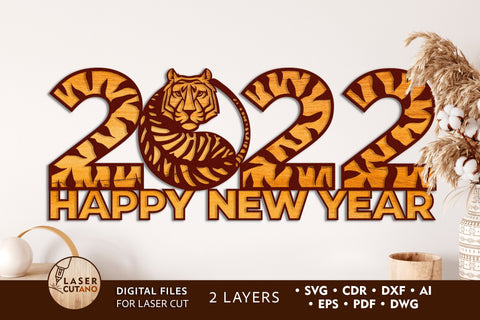 TIGER Symbol 2022 Multilayer Laser Cut Files, Mandala, Sign SVG, 3D Designs, Mini Design Bundles SVG LaserCutano 