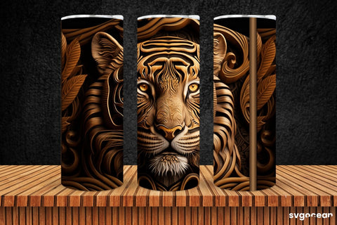 Tiger Tumbler Sublimation | Skinny 20 oz | Tooled Leather SVG SvgOcean 