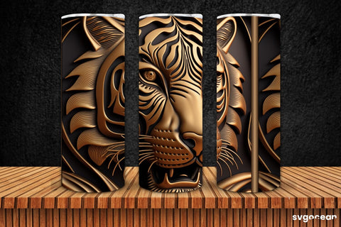 Tiger Tumbler Sublimation | Skinny 20 oz | Tooled Leather SVG SvgOcean 