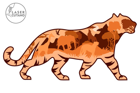TIGER Wall Art Multilayer Laser Cut Home Decoration, 3D Designs SVG LaserCutano 