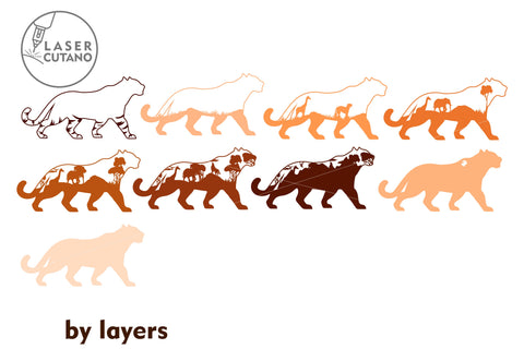 TIGER Wall Art Multilayer Laser Cut Home Decoration, 3D Designs SVG LaserCutano 