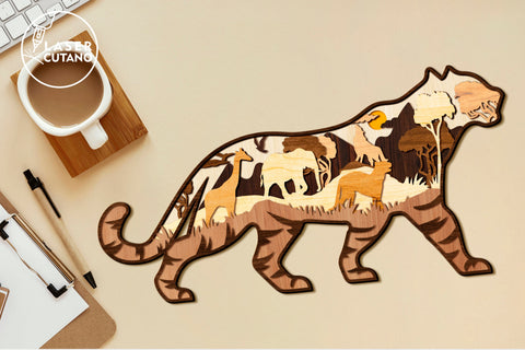 TIGER Wall Art Multilayer Laser Cut Home Decoration, 3D Designs SVG LaserCutano 