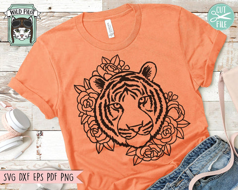Tiger With Flowers SVG Cut File SVG Wild Pilot 