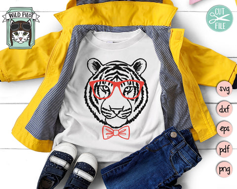 Tiger With Glasses Bowtie SVG Cut File SVG Wild Pilot 