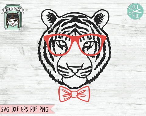 Tiger With Glasses Bowtie SVG Cut File SVG Wild Pilot 