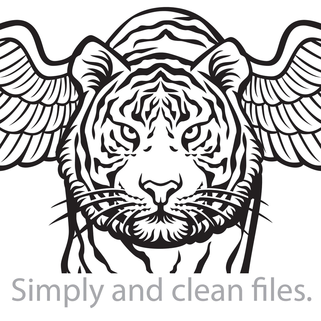 Tiger with Wings. Cut files for Cricut. Clip Art silhouette (eps, svg ...
