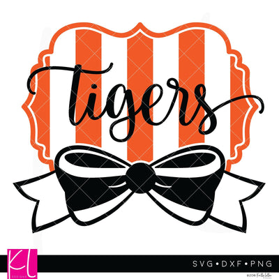 Tigers and Bow Wide Stripe Frame SVG Kelly Lollar Designs 