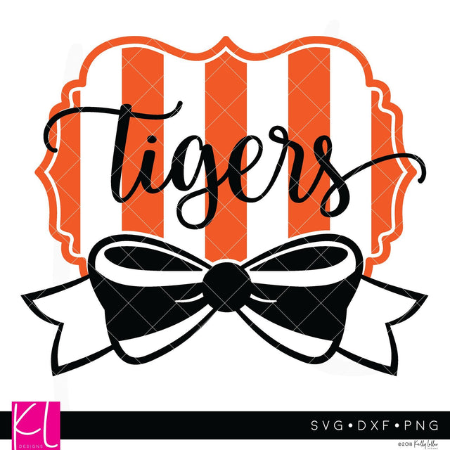 Tigers and Bow Wide Stripe Frame SVG Kelly Lollar Designs 