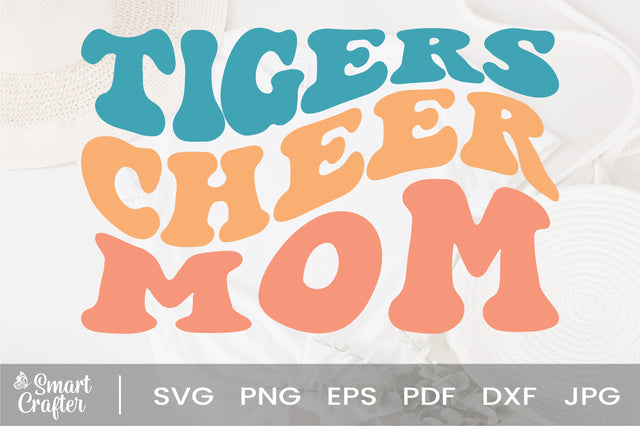 Tigers cheer mom svg wavy style svg, EPS PNG Cricut Instant Download SVG Fauz 