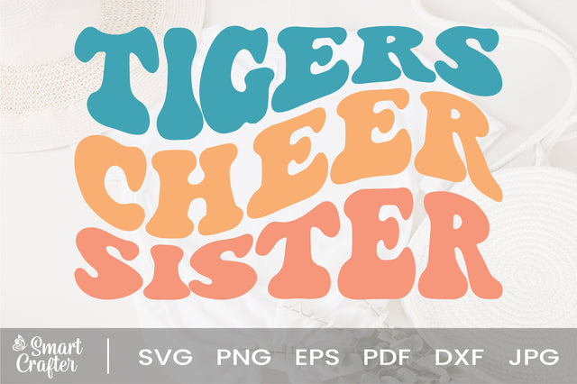 Tigers cheer sister svg wavy style svg, EPS PNG Cricut Instant Download SVG Fauz 