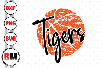 Tigers Distressed Basketball SVG, PNG, DXF Files SVG BMDesign 