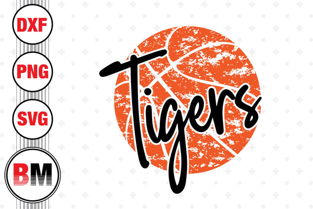 Tigers Distressed Basketball SVG, PNG, DXF Files SVG BMDesign 