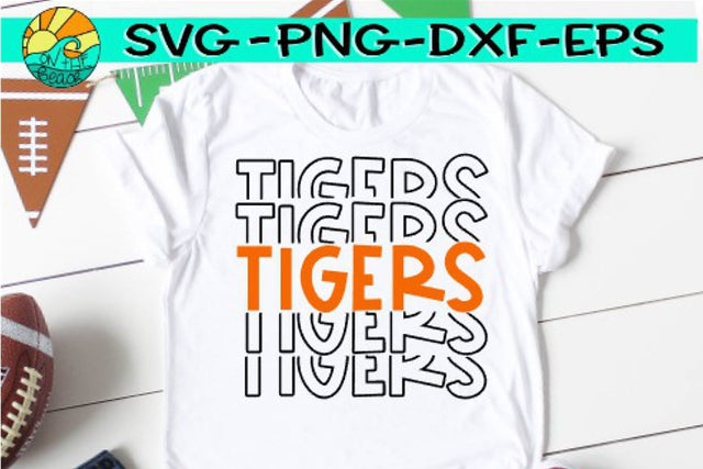 Tigers - Mirrored -SVG - DXF - EPS - PNG SVG On the Beach Boutique 