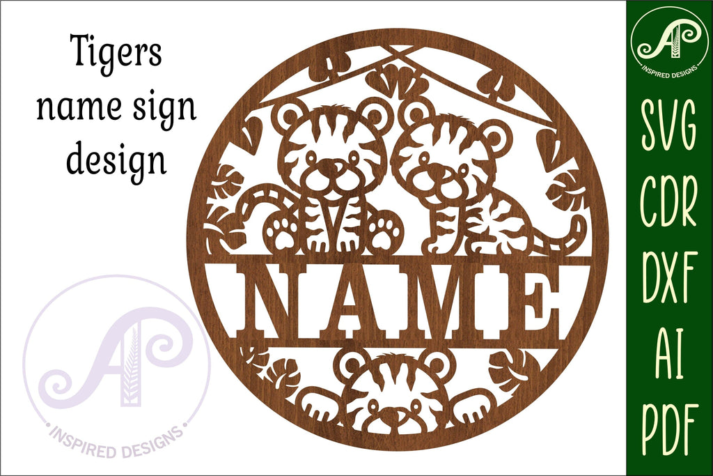 Tigers Nursery name sign svg laser cut template - So Fontsy