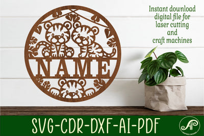 Tigers Nursery name sign svg laser cut template SVG APInspireddesigns 