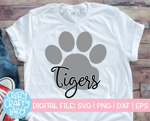 Tigers Paw Print | Mascot SVG Cut File SVG Crazy Crafty Lady Co. 