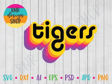 Tigers SVG File, Retro Sports SVG, SVG Cut File for Cricut Cutting Machines and Vinyl Crafting SVG BNRDesignShop 