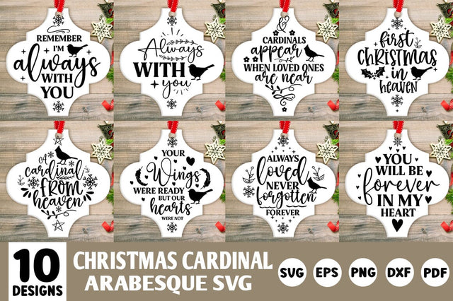 Tile Christmas Ornament SVG Bundle, Christmas Cardinal Arabesque Tile SVG, cardinal bird arabesque tile, cardinal quotes, death quotes SVG etcify 