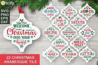 Tile Christmas Ornament SVG Bundle, Christmas Cardinal Arabesque Tile SVG, cardinal bird arabesque tile, cardinal quotes SVG etcify 