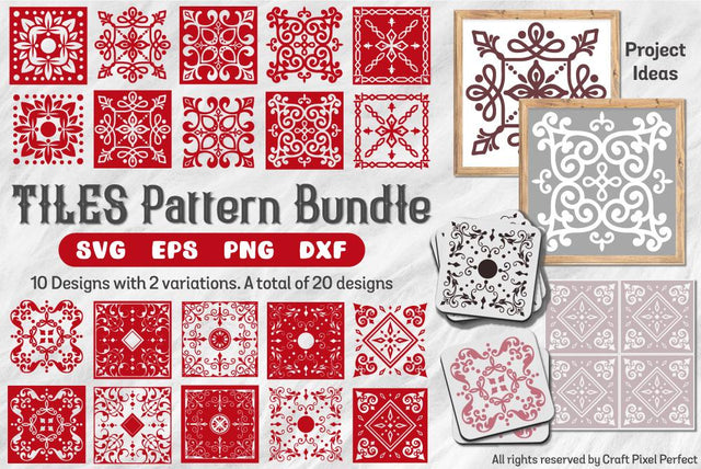 Tile Patterns Bundle, Tile Stencils Cut Files SVG Craft Pixel Perfect 