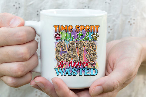 Time spent with cats is never wasted Sublimation PNG, Sublimation Cat Design Sublimation Regulrcrative 