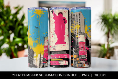 Times Square Pop Art 20 oz Skinny Tumbler Sublimation Design Sublimation BijouBay 