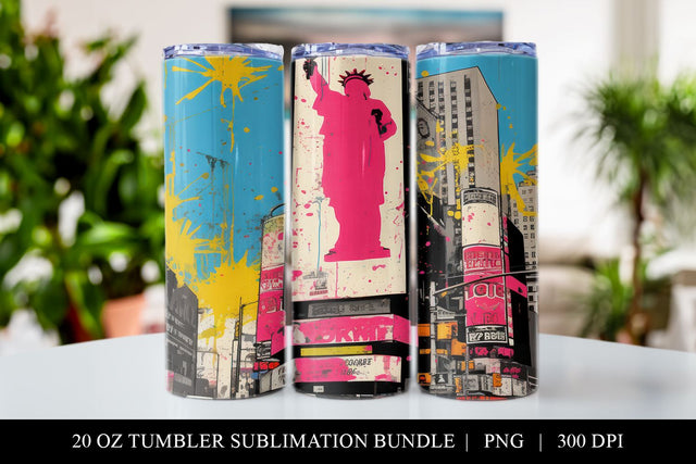 Times Square Pop Art 20 oz Skinny Tumbler Sublimation Design Sublimation BijouBay 