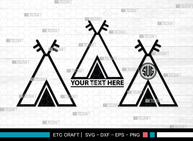 Tipi Monogram, Tipi Silhouette, Tipi SVG, Teepee Svg, Native American Svg, Tent Svg, SB00411 SVG ETC Craft 