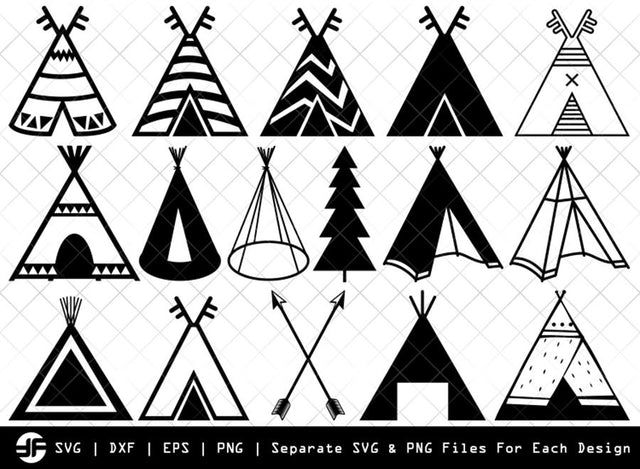Tipi SVG | Teepee SVG | Silhouette Bundle | SVG Cut File SVG ETC Craft 