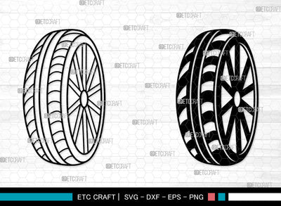 Tire with Wheel SVG, Tires Svg, Wheel Rim Svg, Car Wheel Svg, Wheel Hubcap Svg, Tire with Wheel SVG ETC Craft 
