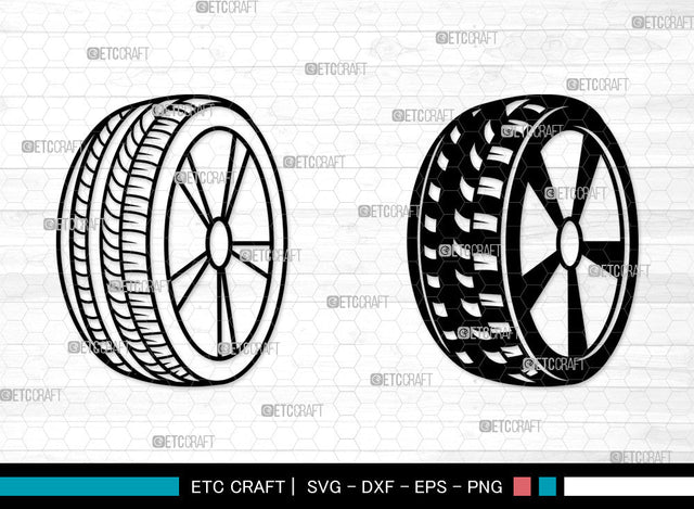 Tire with Wheel SVG, Tires Svg, Wheel Rim Svg, Car Wheel Svg, Wheel Hubcap Svg, Tire with Wheel SVG ETC Craft 