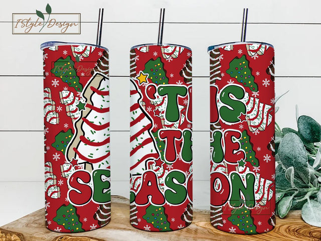 Tis the Season Christmas Cake tree png, Christmas tumbler Sublimation, Christmas Cake tumbler, Candy Cane tumbler, Christmas tumbler png Sublimation iStyleDesign 