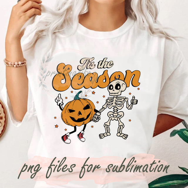 Tis The Season Design Png, Spooky Halloween Png, Halloween PNG Sublimation, Funny Pumpkin Skeleton Png, Pumpkin Halloween PNG, Fall Sublimation Design, Digital Download Sublimation PrintingLife 