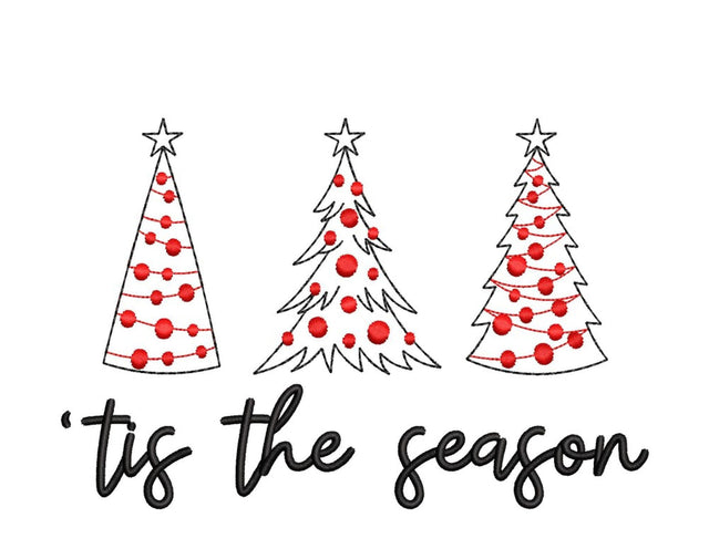Tis The Season Embroidery Design, Christmas Trees Embroidery File, 3 sizes, Instant download Embroidery/Applique DESIGNS Nino Nadaraia 