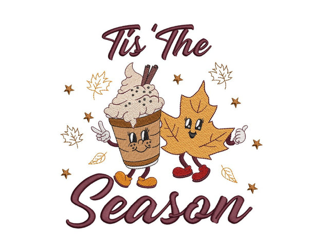 Tis The Season Embroidery Design, Fall Season Embroidery Design, 3 sizes, Instant Download Embroidery/Applique DESIGNS Nino Nadaraia 