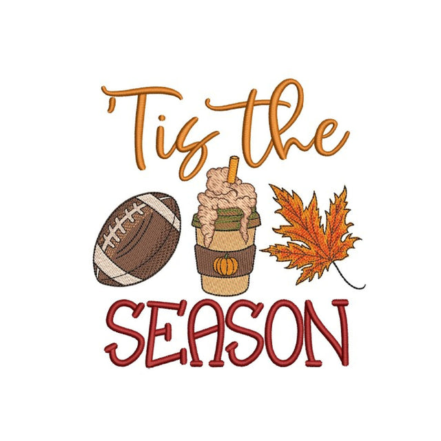 Tis the season embroidery design, Football embroidery design, Pumpkin embroidery design, 3 sizes, Instant Download Embroidery/Applique DESIGNS Nino Nadaraia 