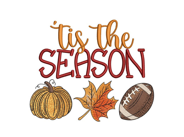Tis the season embroidery design, Football embroidery design, Pumpkin embroidery design, 4 sizes, Instant Download Embroidery/Applique DESIGNS Nino Nadaraia 