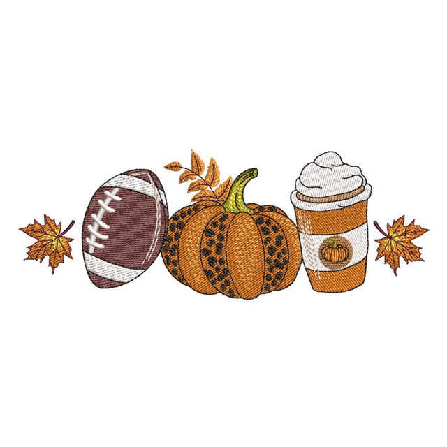 Tis the season embroidery design, Football pumpkin coffee embroidery design, 3 sizes, Instant Download Embroidery/Applique DESIGNS Nino Nadaraia 