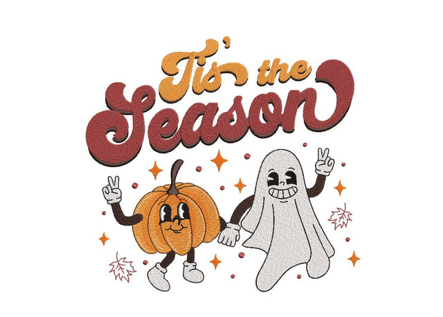 Tis the Season Embroidery Design, Retro Halloween Embroidery Design, 3 sizes, Instant Download Embroidery/Applique DESIGNS Nino Nadaraia 
