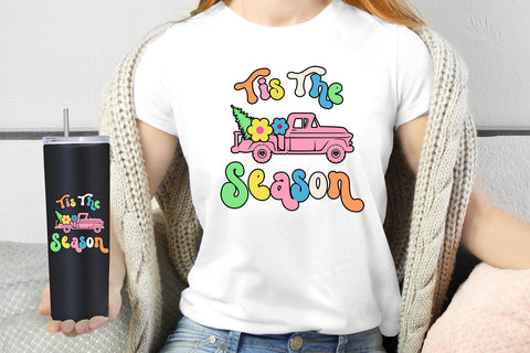 Tis the Season Groovy Christmas Sublimation I Retro Christmas Sublimation Happy Printables Club 