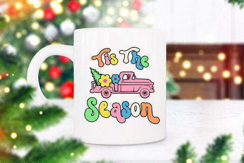 Tis the Season Groovy Christmas Sublimation I Retro Christmas Sublimation Happy Printables Club 