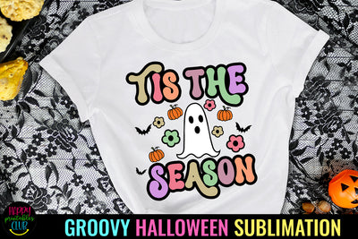 Tis the Season Groovy Halloween Sublimation I Retro PNG Sublimation Happy Printables Club 