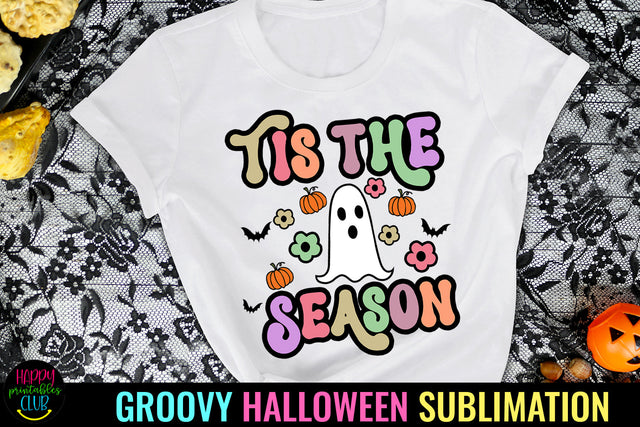 Tis the Season Groovy Halloween Sublimation I Retro PNG Sublimation Happy Printables Club 