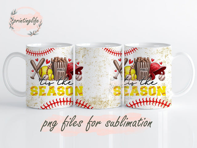 Tis the Season Mug Wrap, Softball Press Sublimation Png, Softball Mom Sublimation Designs Sublimation PrintingLife 