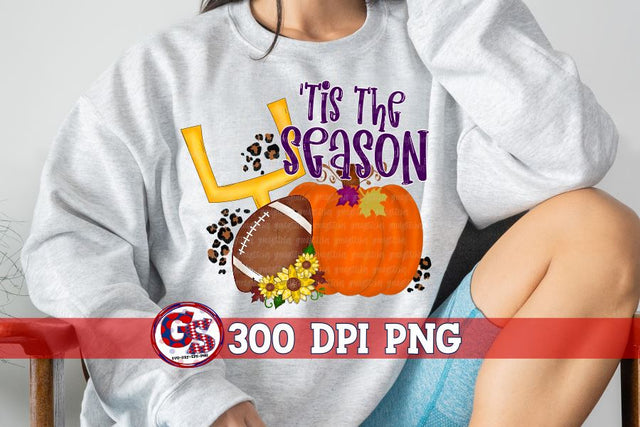 Tis the Season Pumpkin Football PNG For Sublimation Sublimation Greedy Stitches 