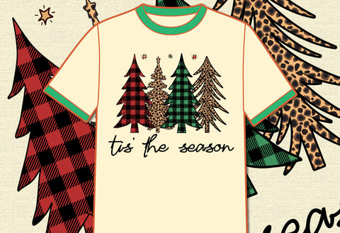 Tis The Season Sublimation Shirt, Animal Print Sublimation, Plaid Pattern PNG Shirt, Christmas Transparent Background Shirt, Christmas PNG Shirt Print Template Sublimation Depiction Studio 