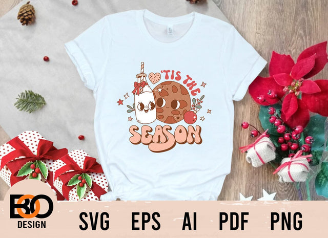 Tis the season SVG, cookies & milk SVG, Tis the season Christmas SVG, christmas PNG Sublimation BOO-design 