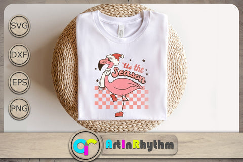 Tis the season Svg, Retro Flamingo Svg, Christmas Svg, Retro Svg SVG Artinrhythm shop 